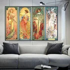 Alphonse муха винтажные настенные художественные плакаты и принты в стиле модерн, женские настенные картины, художественные картины, Декор для дома
