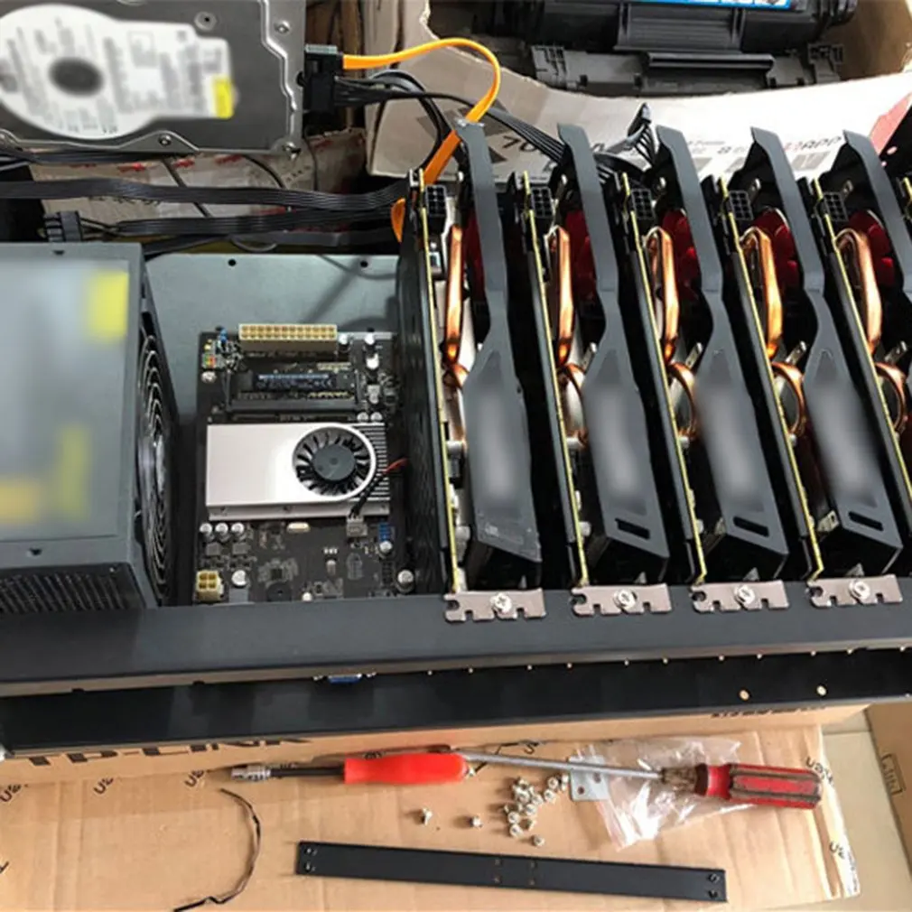 

Steel Coin Open Air Miner Mining Frame Rig Case Up To 6-8 GPU Ethereum Bitcoin Mining Rig Aluminum Stackable Mining Frame