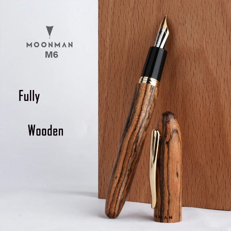Ручка перьевая Moonman M6 из натурального дерева полностью деревянная иридиевая 0 5