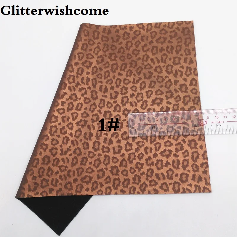 Glitterwishcome 21X29CM A4 Size Vinil Para Lazos Faux Leather Sheets Printed Leopard for Bows GM3060A | Дом и сад