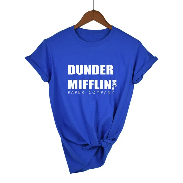 Blue-W Офисная Футболка женская dander Mifflin inc. бумажная компания Wernham Hogg ТВ шоу Майкл Скотт Космос женская футболка - Цвет: Blue-W