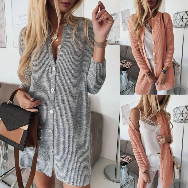 Женский Повседневный Кардиган с длинным рукавом куртка осенняя Женская модная