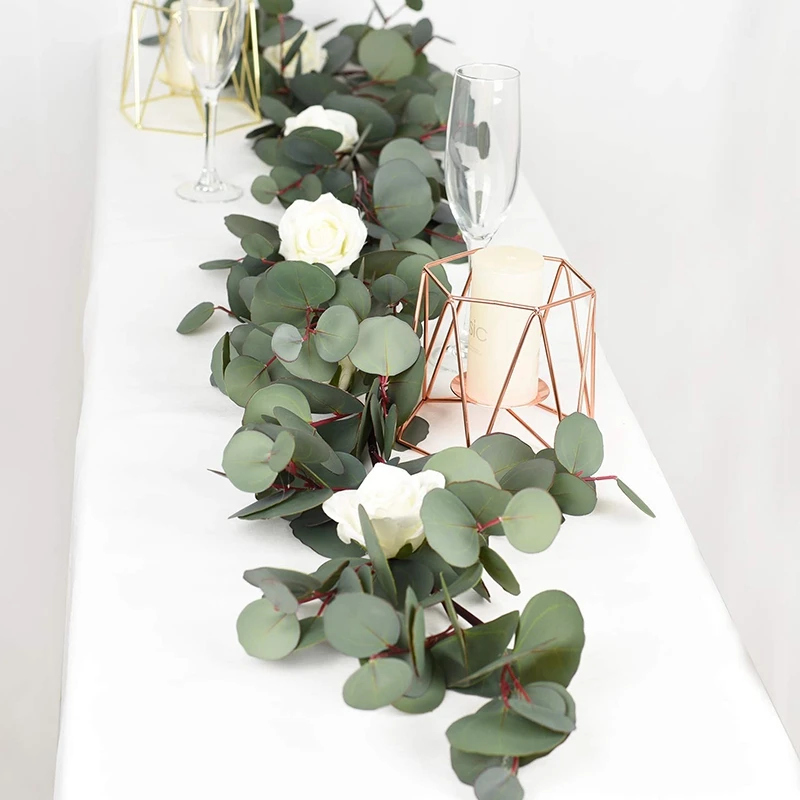 

1.6M Eucalyptus Garland, Artificial Vines Faux Eucalyptus Leaves Table Garland Artificial Eucalyptus Garland Greenery Wedding Ba