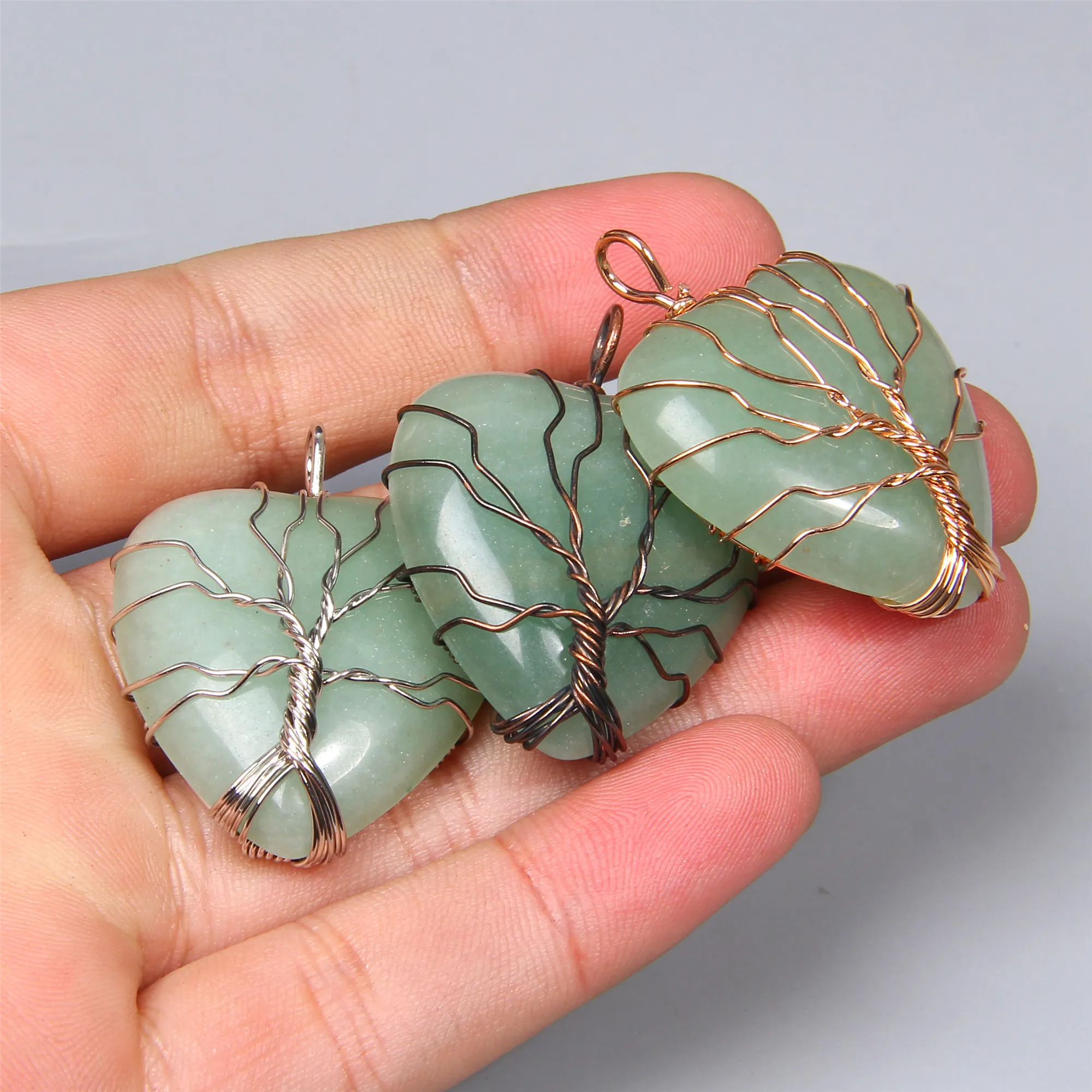 Подвеска с натуральным зеленым авантюрином и нефритом 1 шт.|Подвески| |