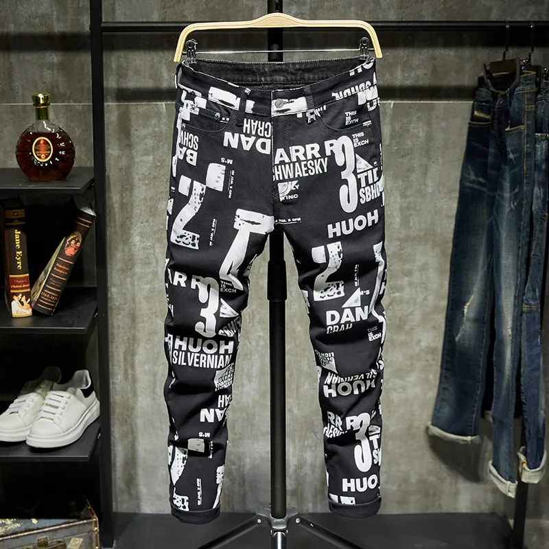 

Mens Jeans Regular Fit New Stretch Hosen Herren Casual Pantalon Homme Slim Printed Jean Slim Homme Straight Men's Trousers