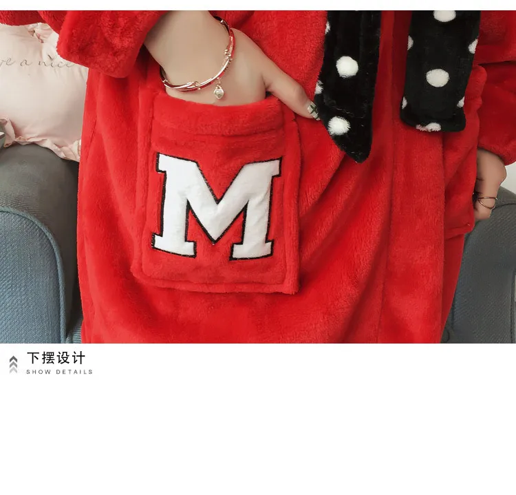 Disney минни Маус женские пижамы для женщин зимняя утепленная одежда с длинными