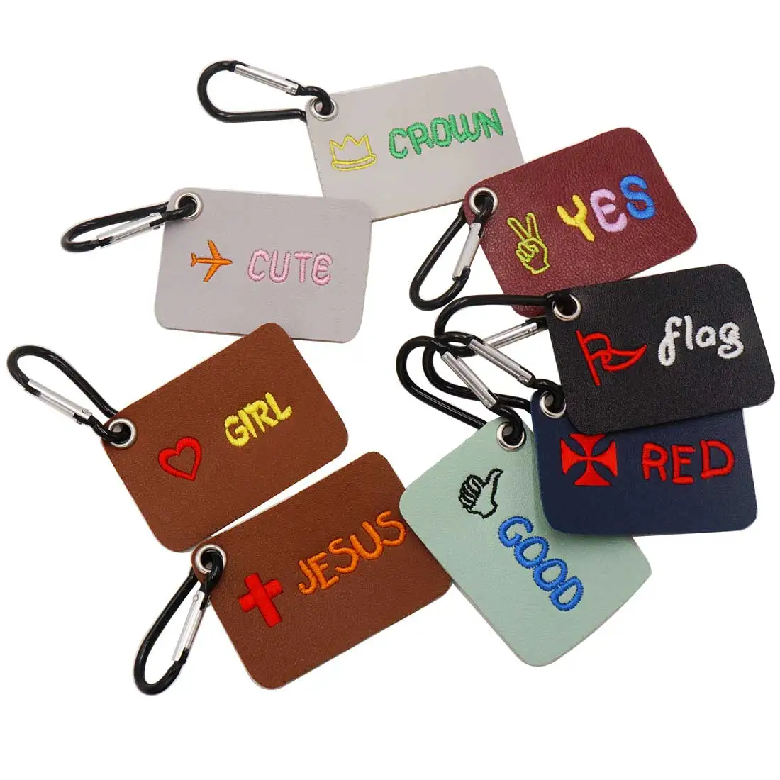 

Сделанный на заказ милый кожаный брелок с вышитыми именными бирками короной сердцем звездами