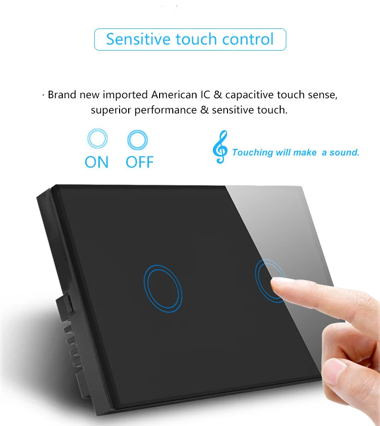 ASEER AU/US 2 шт роскошный WIFI настенный сенсорный выключатель Gang way Smart Switches AC 110-240 В