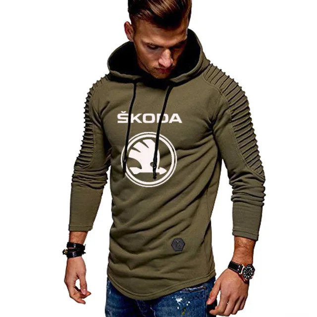 Новые модные хлопковые мужские толстовки с капюшоном для Skoda Car пуловер принтом