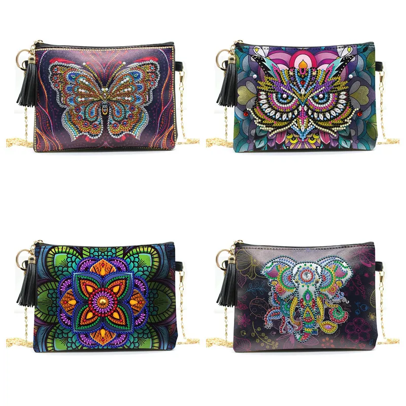 

Новое поступление 5D Сделай Сам алмазная живопись бабочка кожаные сумки с цепочкой через плечо Сделай Сам Алмазная вышивка сумка кошелек