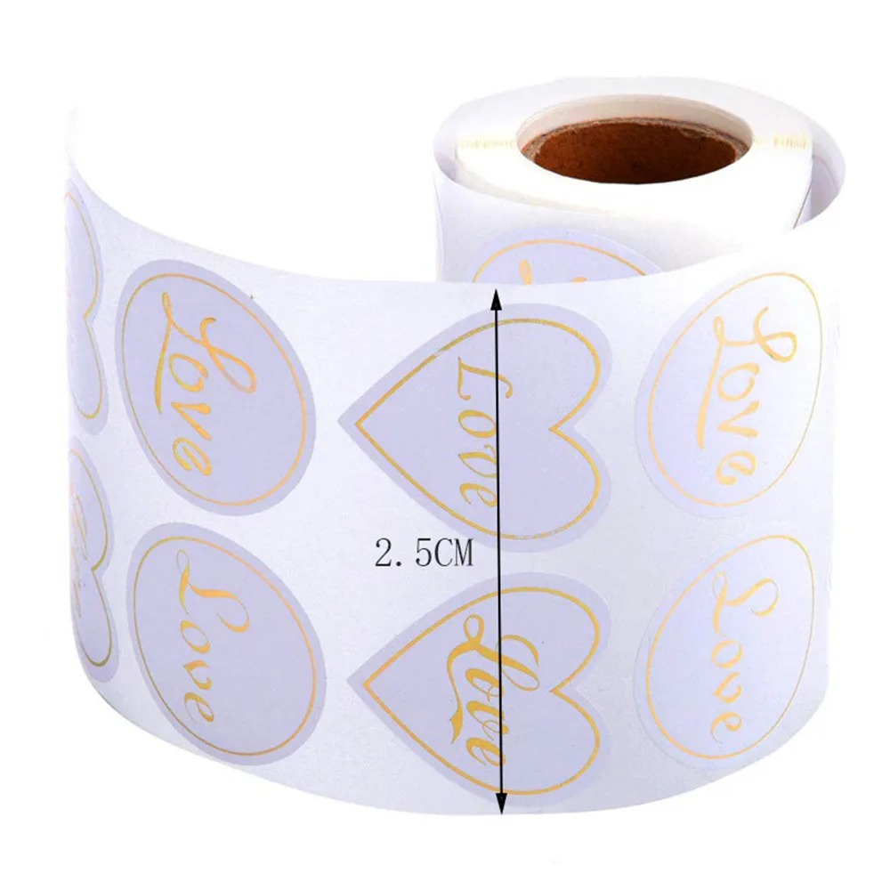 

300pcs/roll Heart Shape LOVE Seal Label 4 Styles Adhesive Kraft Seal Sticker for Baking Stickers DIY Gift Stationery Stickers