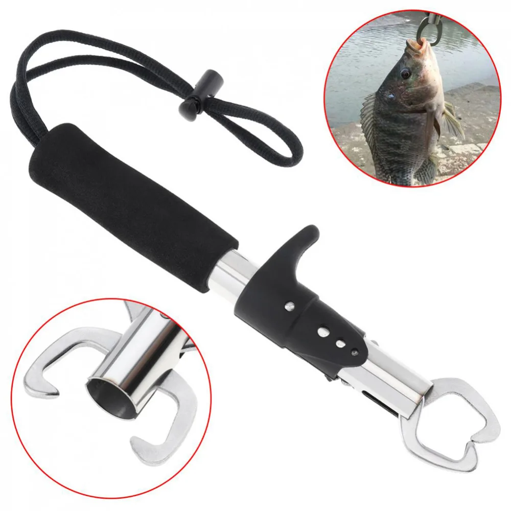 

Fish Grip Portable Stainless Steel Fishing Gripper Fish Pliers Grab EVA Handle Fishing Tackle Box Fishing Accessory Tool