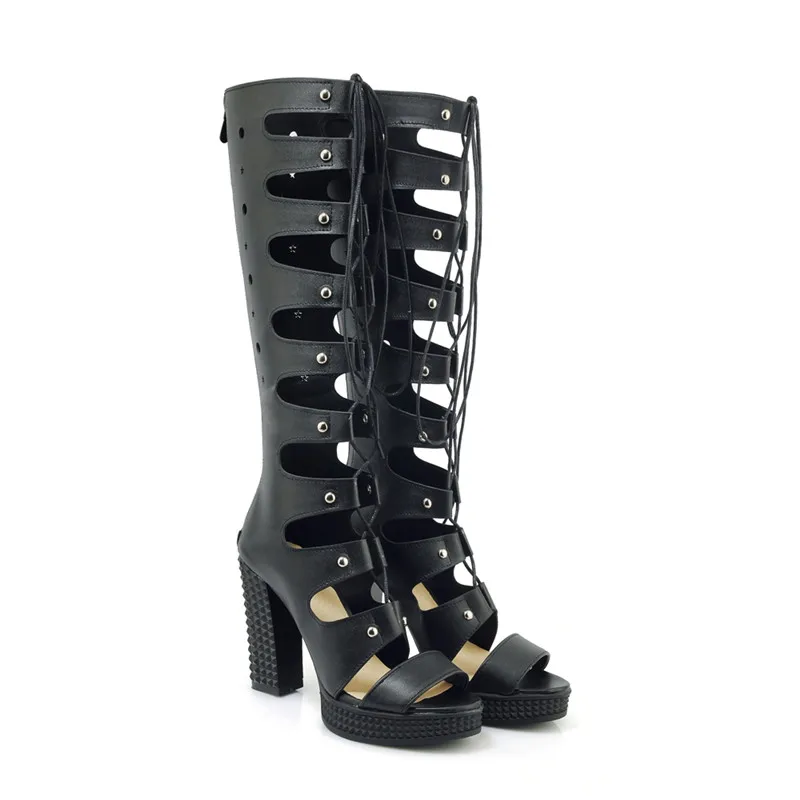 Босоножки женские на платформе и высоком каблуке сандалии гладиаторы шнуровке