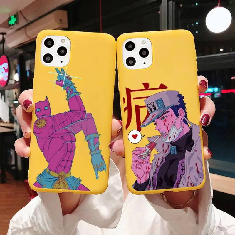 

jojo bizarre adventure Phone Case Yellow Candy Color for iPhone 11 12 13 mini pro XS MAX 8 7 6 6S Plus X SE 2020 XR