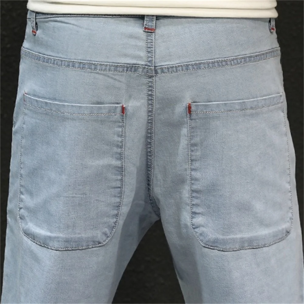 EH·MD® Seasonal Stitching Jeans Men's 3D Patch Decoration Stretch Youth Soft Cotton Slim-Fit Reflective Harem Pants Loose Cotton