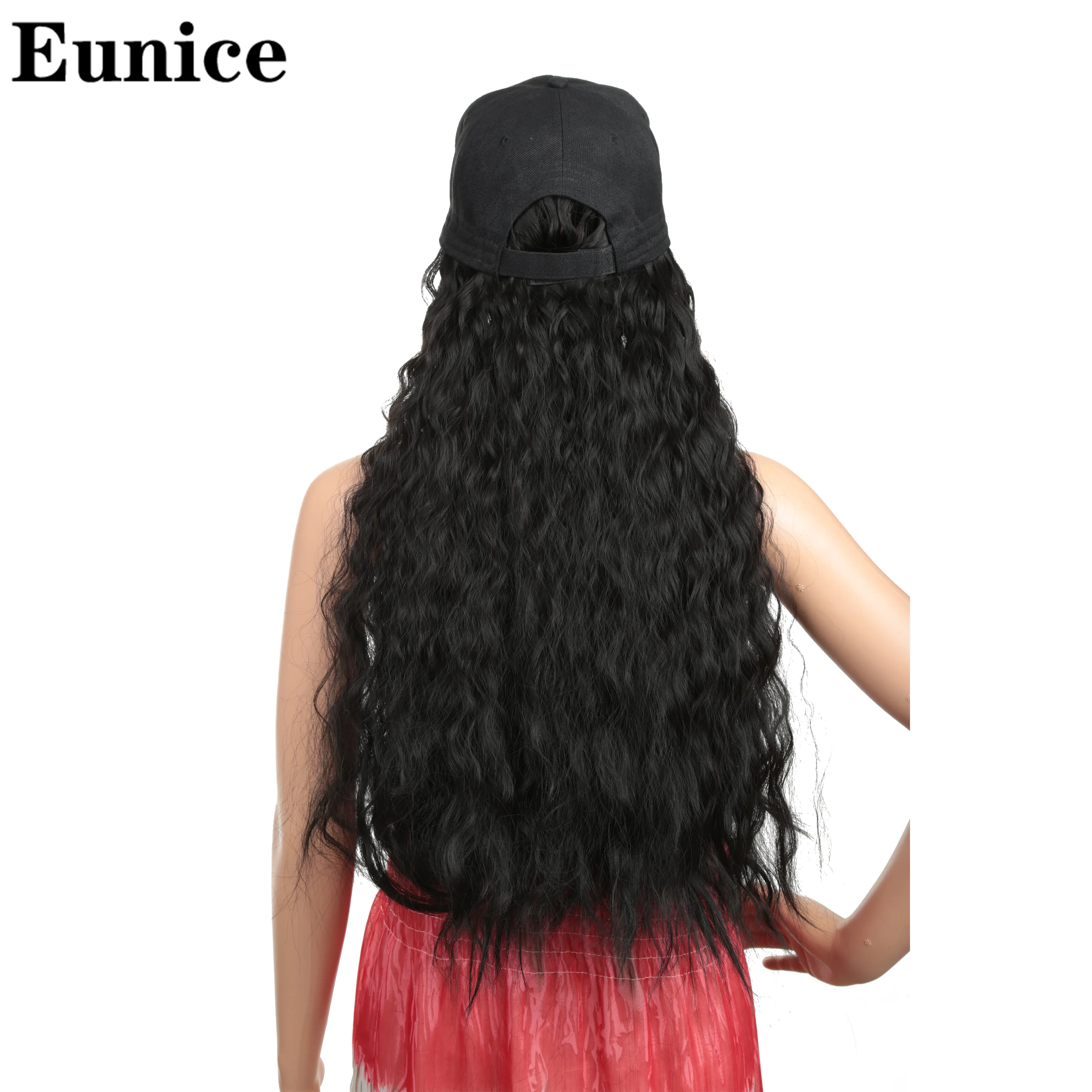 20 дюймов длинные волнистые синтетические волосы парик с шляпой горячий стиль