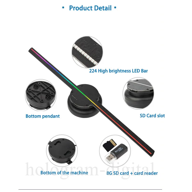 Рекламный экран голограмма вентилятор светодиодные светящиеся знаки 3d