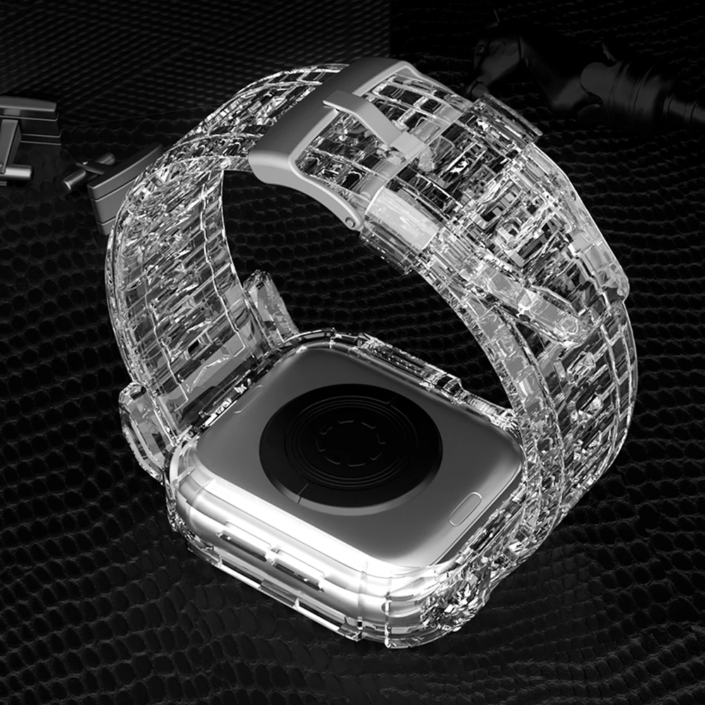 Чехол и ремешок для Apple Watch Band 42 мм 38 мягкий силиконовый прозрачный браслет iWatch series
