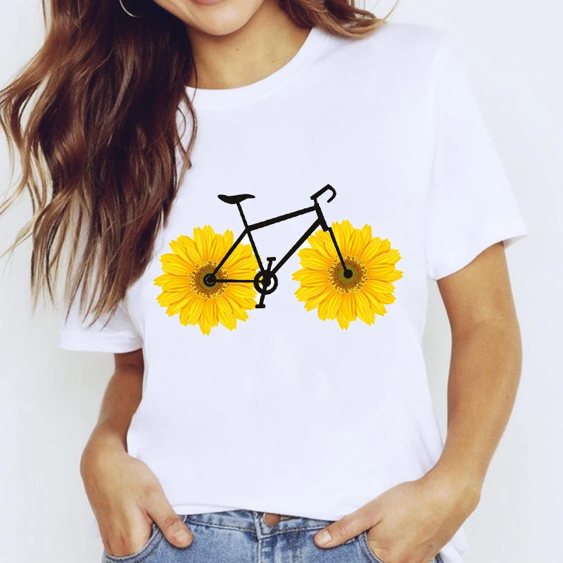 

T-shirts Top for Women 90s Butterfly Bike Cute 90s Fashion Clothing Print Lady Graphic T Shirt Ladies Female Tee T-Shirt
