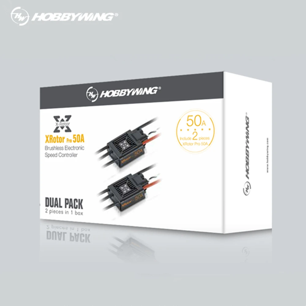2 штуки в коробке оригинальных контроллеров скорости Hobbywing XRotor PRO 50A ESC 4-6S LiPo без щеток DEO, подходящих для квадрокоптера 650-880 и вертолета.
