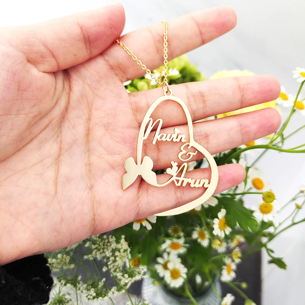 DODOAI ожерелье с именем на заказ из нержавеющей стали подвеска в виде бабочки