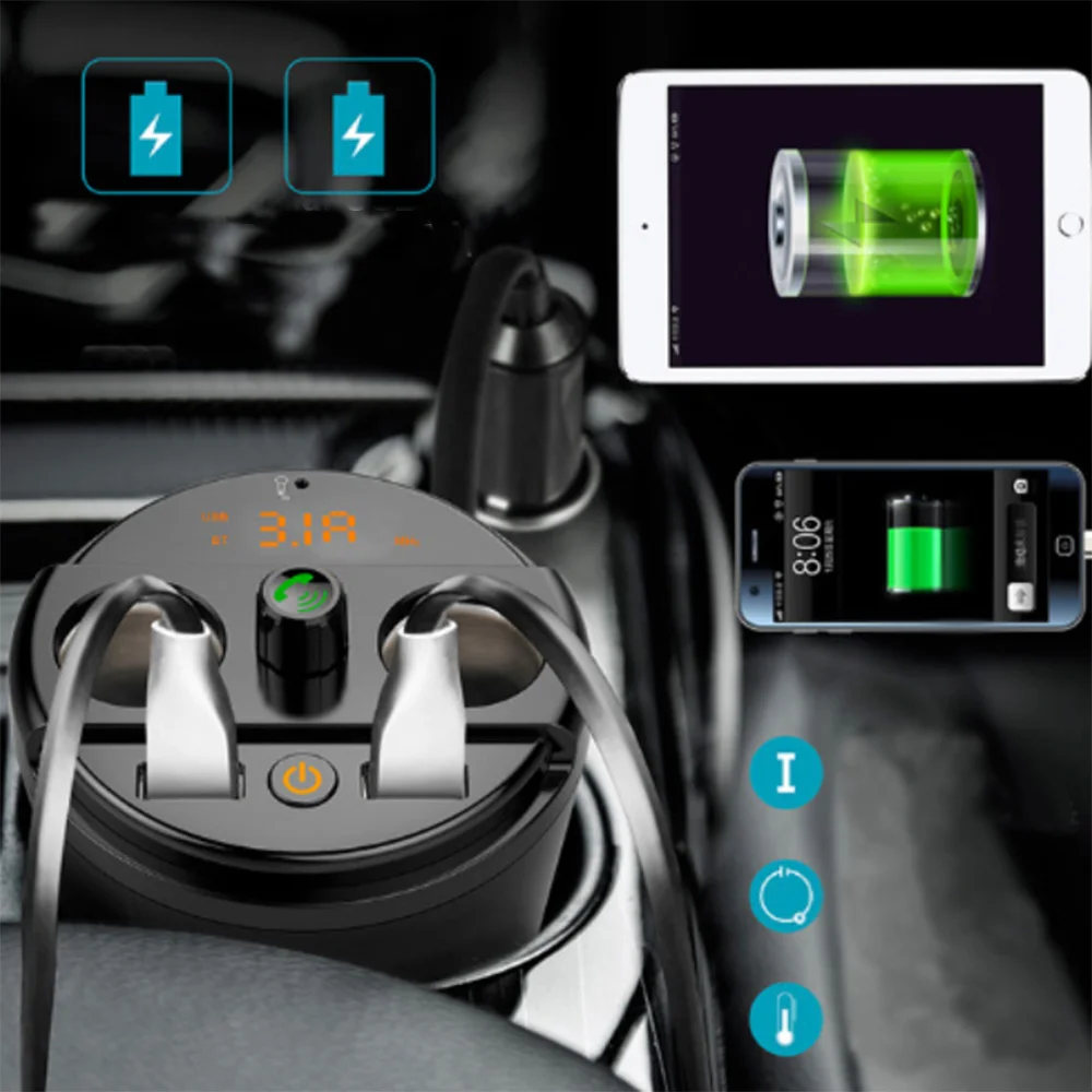 Новое поступление многофункциональная Bluetooth Hands-Free Зажигалка для сигар FM 3.1A двойной порт автомобильное зарядное устройство чашка XM-76