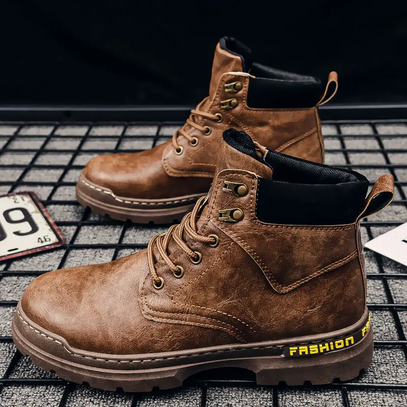 

Winter Ankle Boots Men Casual Shoes Outdoor Autumn Leather Waterproof Work Tooling Mens Boots Warm Military Army Botas