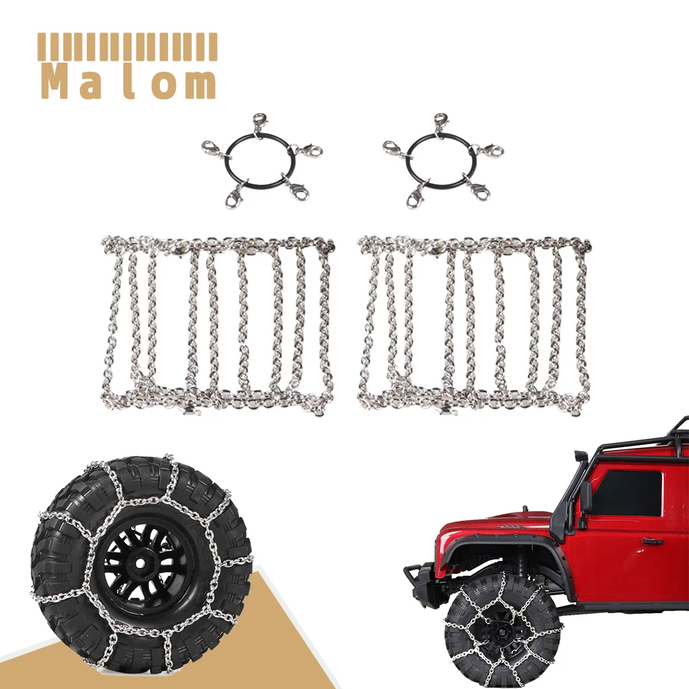 Металлические противоскользящие цепи 2 шт. цепь для зимних шин 1/10 RC Crawler Traxxas TRX4 Axial
