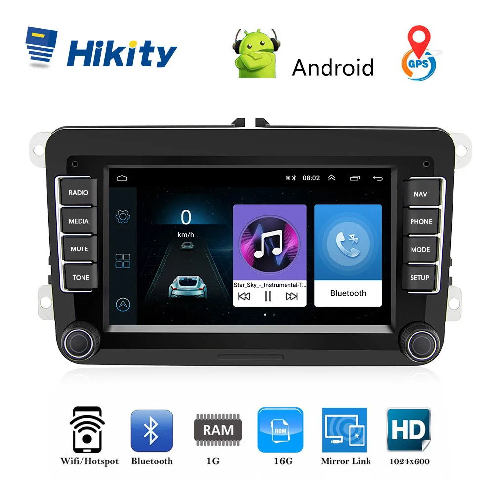 Hikity 2 Din стерео радио " Android gps навигация HD Авторадио MP5 мультимедиа плеер ISO/Android Зеркало Ссылка для Автомобили VW