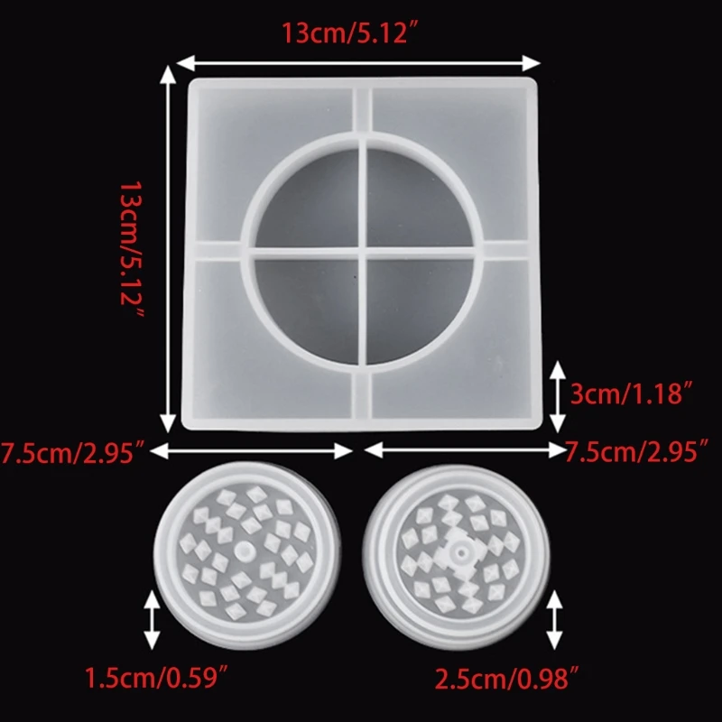 

Ashtray Molds with Herb Grinder Casting Mold Tasteless Silicone DIY Craft Tools for Creative Jewelry Storage Box
