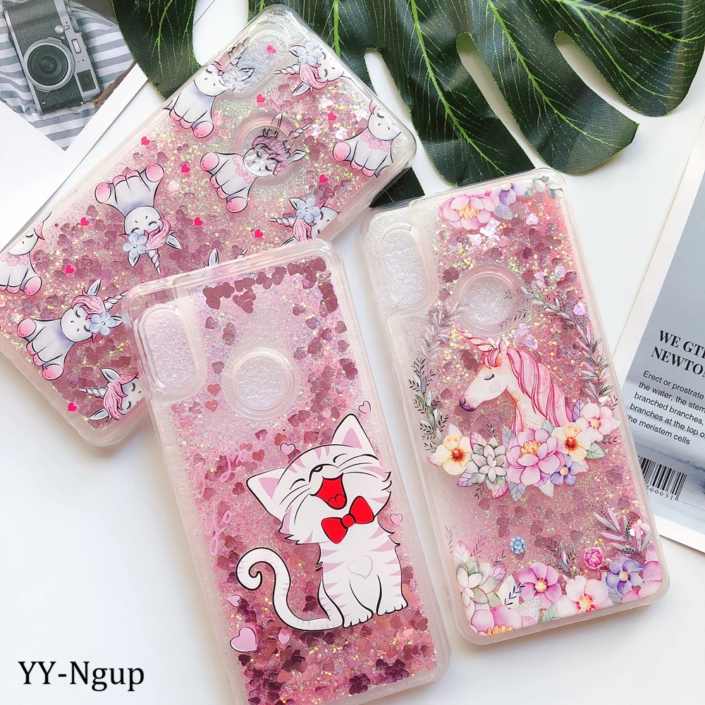 Y6 крышка huawei Y5 Y6 Y7 Y9 чехол для телефона милый Единорог Блестящий Жидкий чехол на ETUI huawei Y5 Y6 Y7 Prime чехол