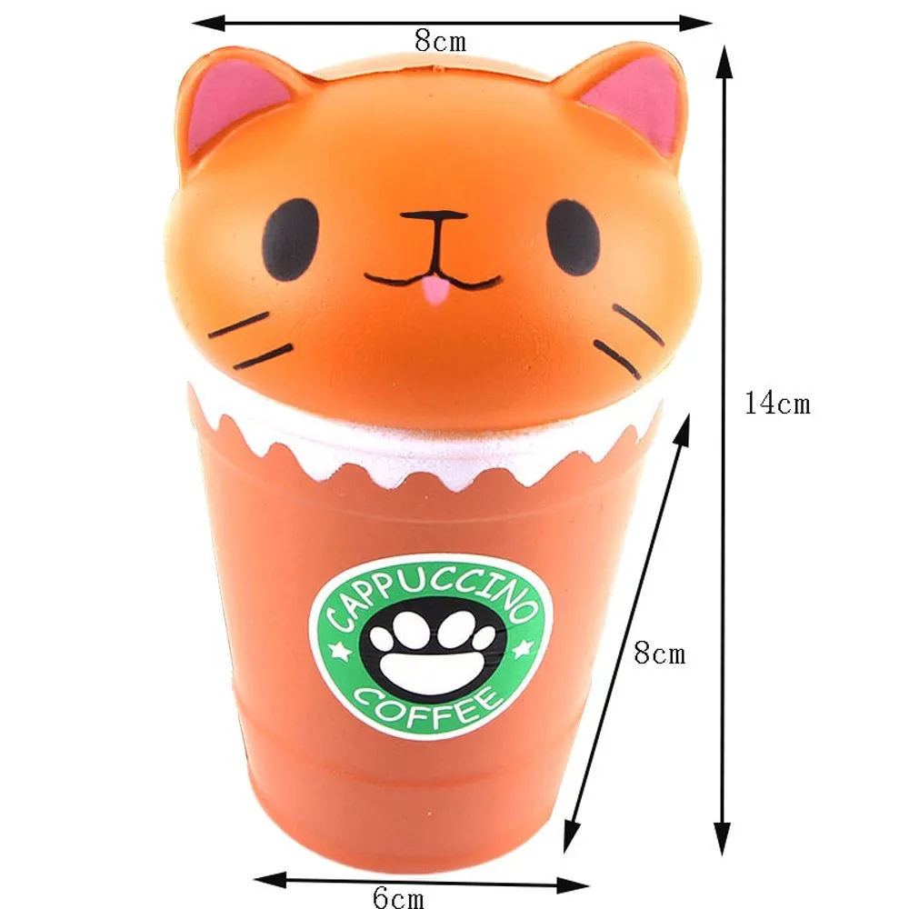 

Smile Cat Squeeze Toy Happy Cut Coffee Cup Cat Scented Slow Rising Toys Collection Gift 2021