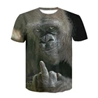 Черная футболка с 3D принтом обезьяны, МужскаяЖенская, 2021, Забавные футболки с графическим рисунком, летние Брендовые повседневные топы с коротким рукавом и изображением животных