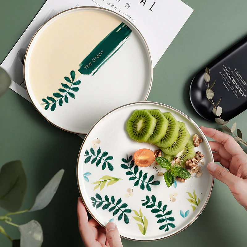 

Керамическая тарелка в скандинавском стиле, десерт, роскошный фруктовый стейк, тарелка для суши, обеденная сервировочная посуда DG50P