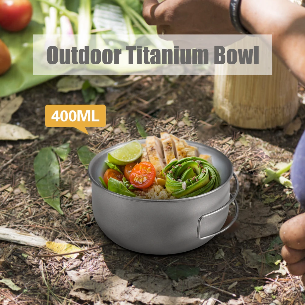 Титановая миска 400 мл суперлегкая для кемпинга портативная посуда приготовления