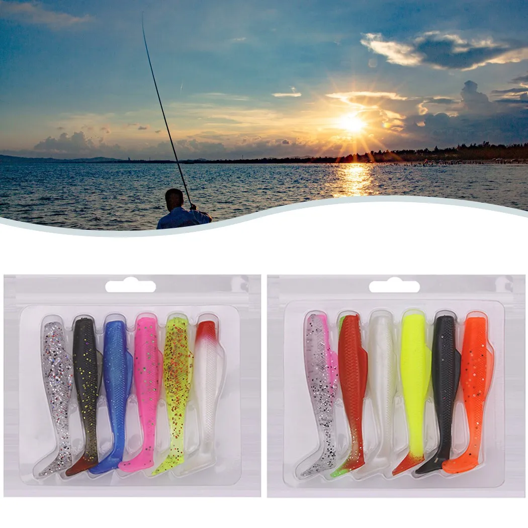 

6pcs TPR Soft Bait 85mm Soft Paddle Tail Swimbait Fishing Lures Bionic Fake Artificial Bait Fishing Tackle Accessories