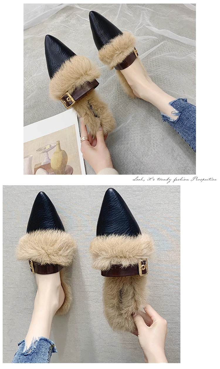 BeautyFeet/; женские летние меховые тапочки; женские плюшевые прозрачные сандалии из искусственного меха с квадратным носком; повседневные уличные шлепанцы на плоской подошве