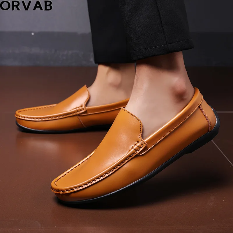 

Mens Loafers Shoes Luxury Youth Male Fashion Casual Loafers Men Genuine Leather Men Handmade Shoes Lightweight Soft Driving Shoe