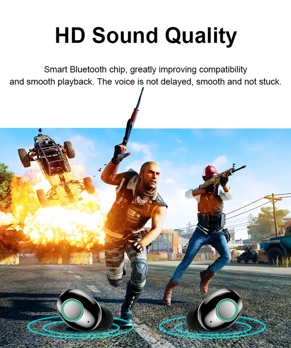 Newmsnr M7 Bluetooth 5,0 беспроводной светодиодный дисплей питания наушники, HD стерео HIFI Звук шумоподавление коснитесь управление