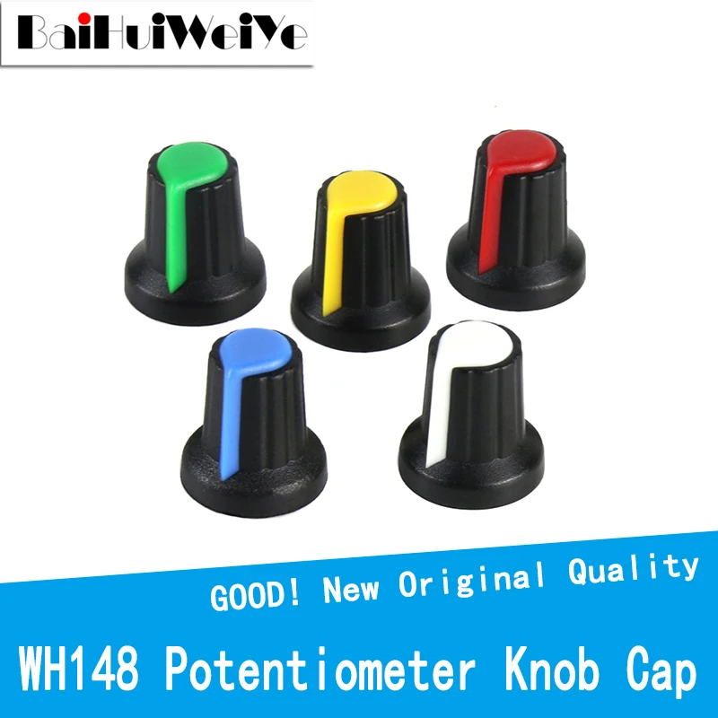 

20PCS/Lot WH148 Potentiometer Switch Knob Cap Plastic Knob15X17mm 6mm Plum Handle AG2 Handle Yellow Green Blue White Red