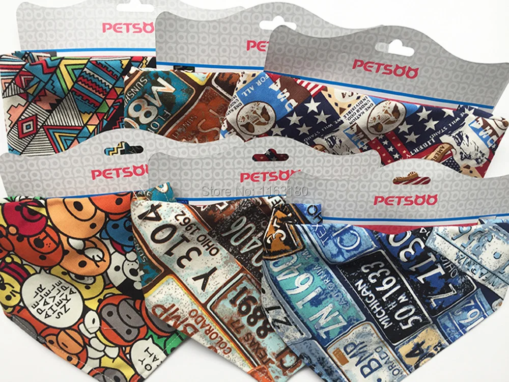 120 pcs/lot Adjustable Dog Bandana Printed Soft Collar For Dog Pet Supplies Cat Dog Scarf Collar Chihuahua Puppy Pet Neckerchief