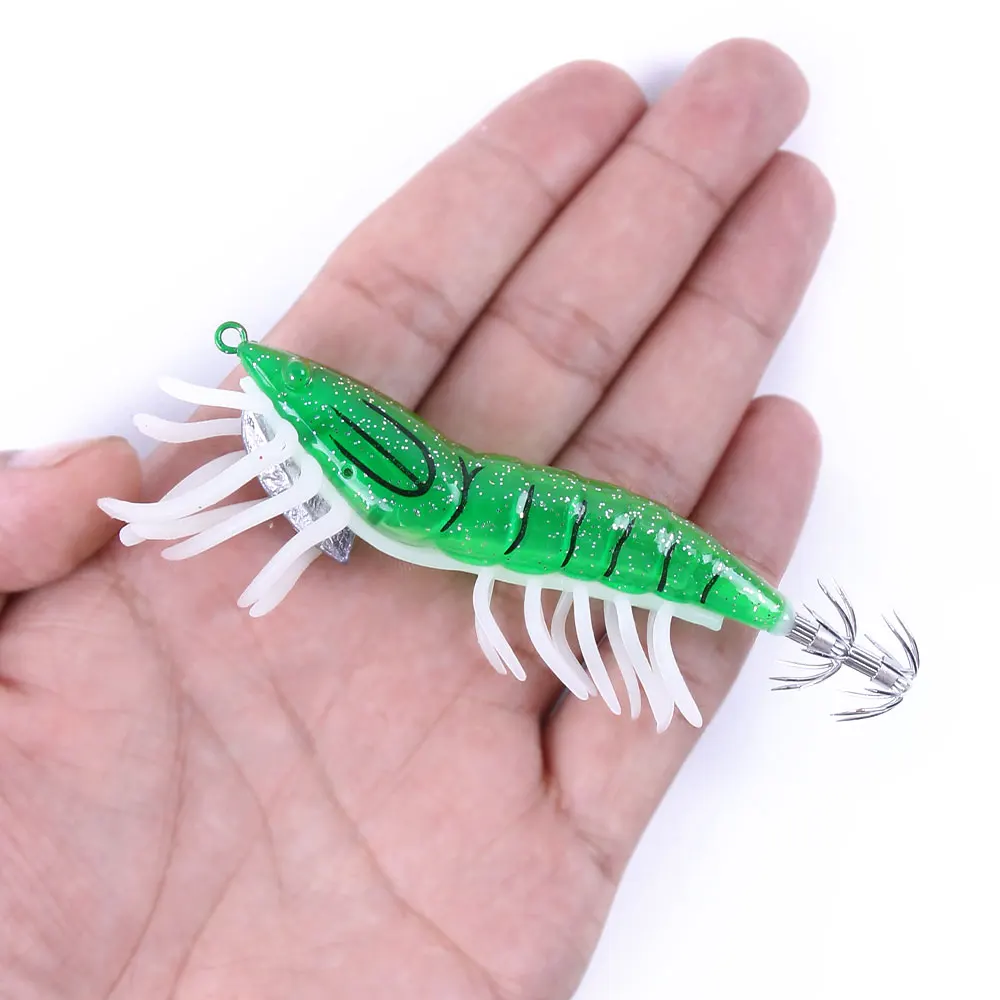 

Squid Lures Lead Sinker Jigs10cm 13g Jig Octopus Wood Shrimp Bait Squid Hook Soft foot Luminous Fishing Lures