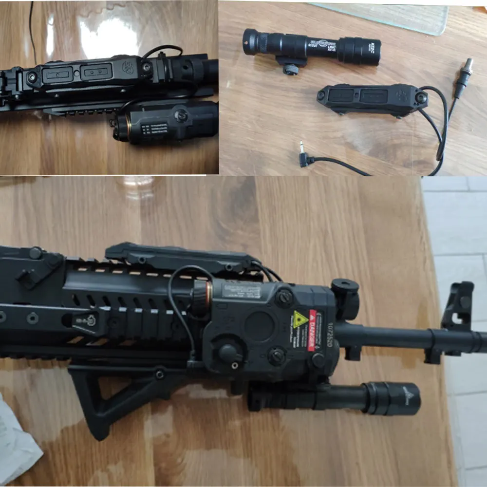 

Airsoft Tactical PEQ Augmented Remote Dual Pressure Double Switch Button for PEQ15 16A DBAL A2 Weapon light fits 20mm M-lok Rail