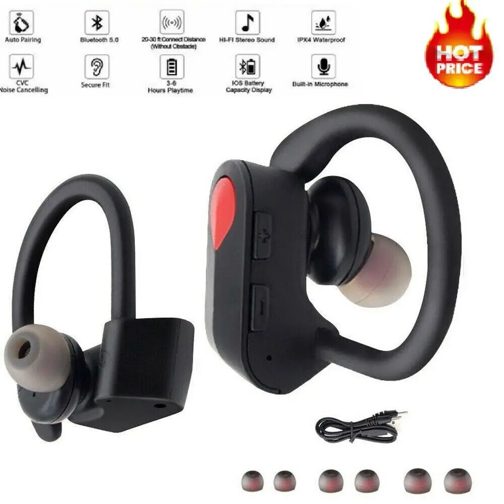 

Bluetooth Headset 5.0 TWS Wireless Earphones Earbuds Headphones Stereo Ear Hook