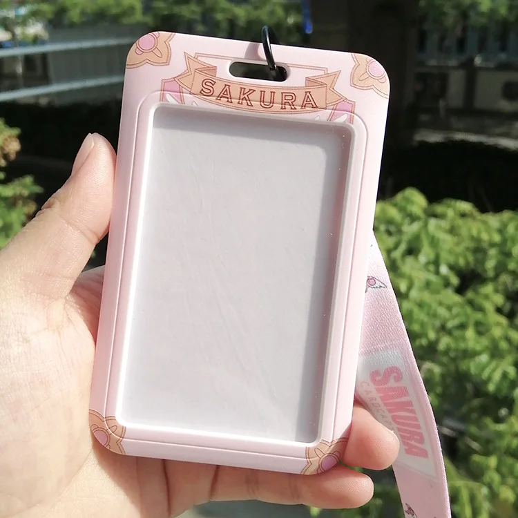 Anime Sakura Card Captor Card Case Keychain Keyring Lanyard Lady Cute Fun ID Card Pass Badge Phone Holder Cosplay Props Gift