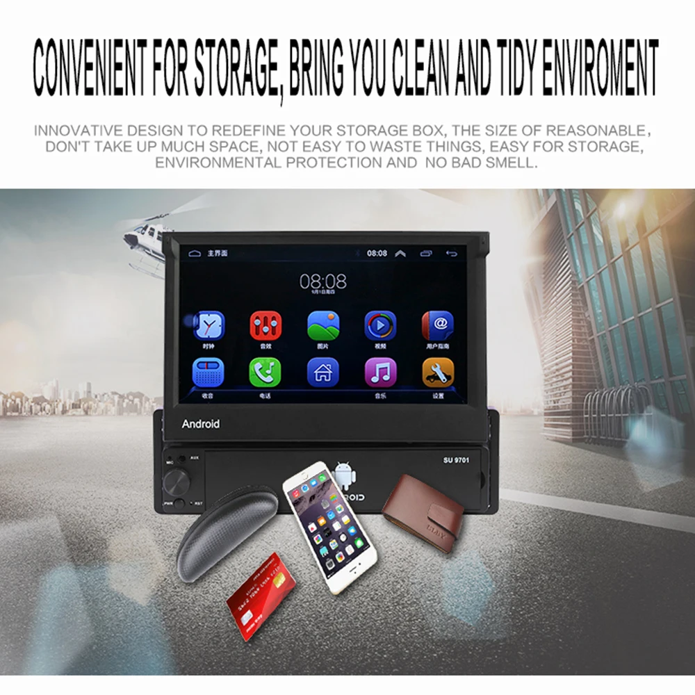 Автомагнитола 1 Din с 7 дюймовым дисплеем Android 8 MP3/4/5 плеером Wi Fi GPS Bluetooth AM/FM