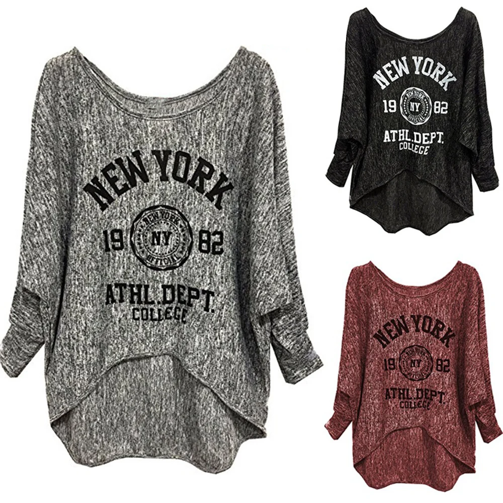 Футболка женская повседневная с рукавом летучая мышь большого размера | Женская