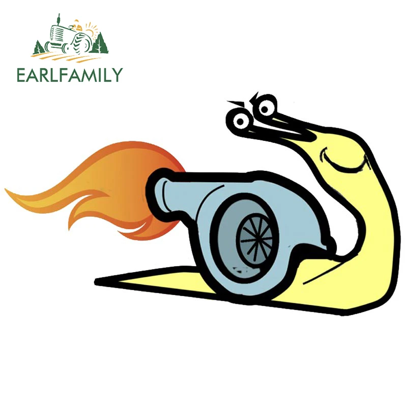 

EARLFAMILY 13cm x 7cm Funny Design Snail Turbo Graphics Car Sticker Waterproof Motorcycle Decal JDM VAN Art Decoration