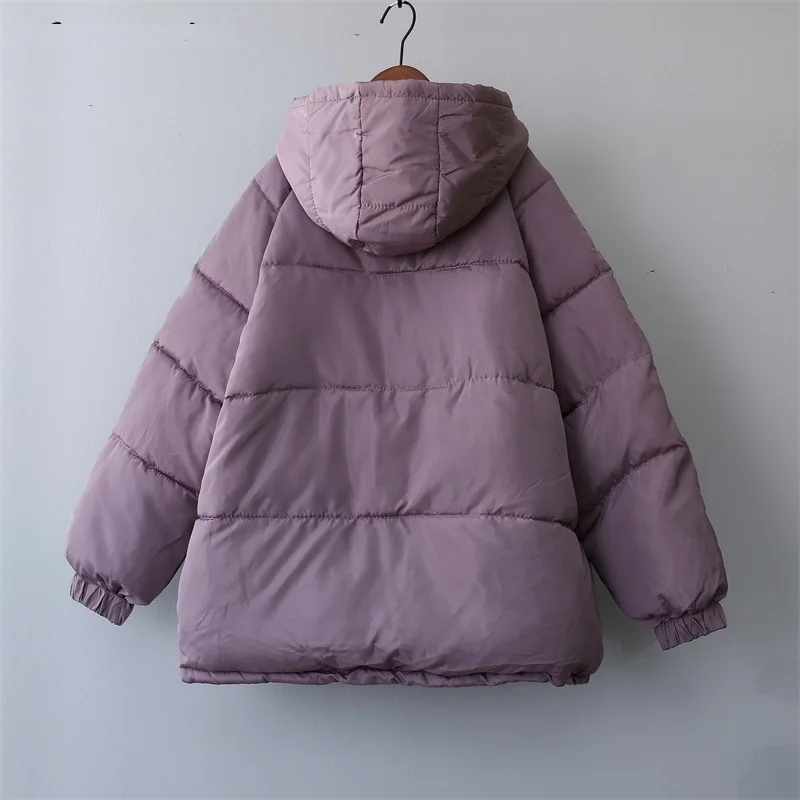 Women's Winter Thick Jackets 2021 Autumn Black Parka Long Sleeve Casual Oversized Purple Puffer Bubble Coat with Hooded