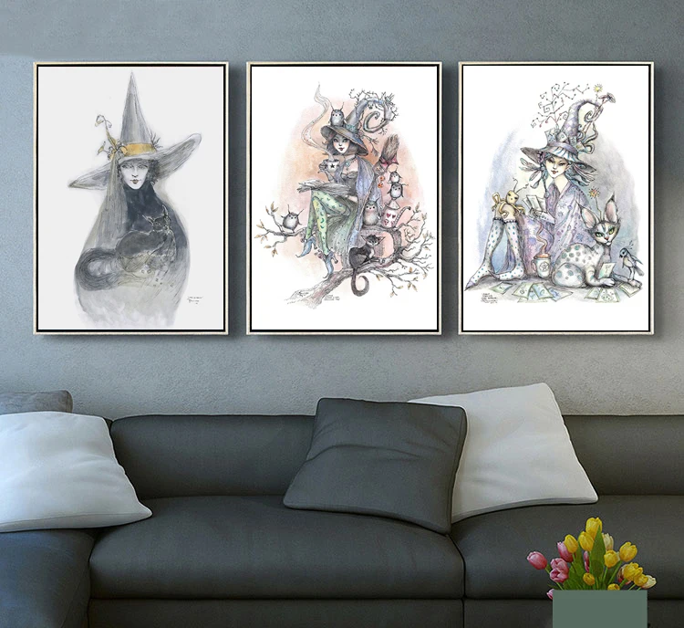 

Witches Magic Canvas Painting Nordic Posters and Prints Casual Witch Wall Pictures for Living Room Home Decor Gifts Cuadros